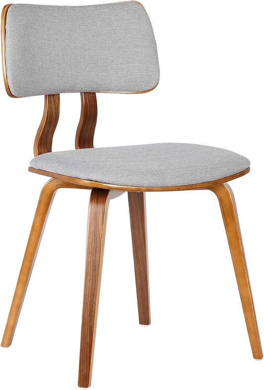 Jaguar Mid Century Modern Dining Accent Chair for Kitchen Table Desk Vanity in Grey Fabric and Walnut Wood Finish-0