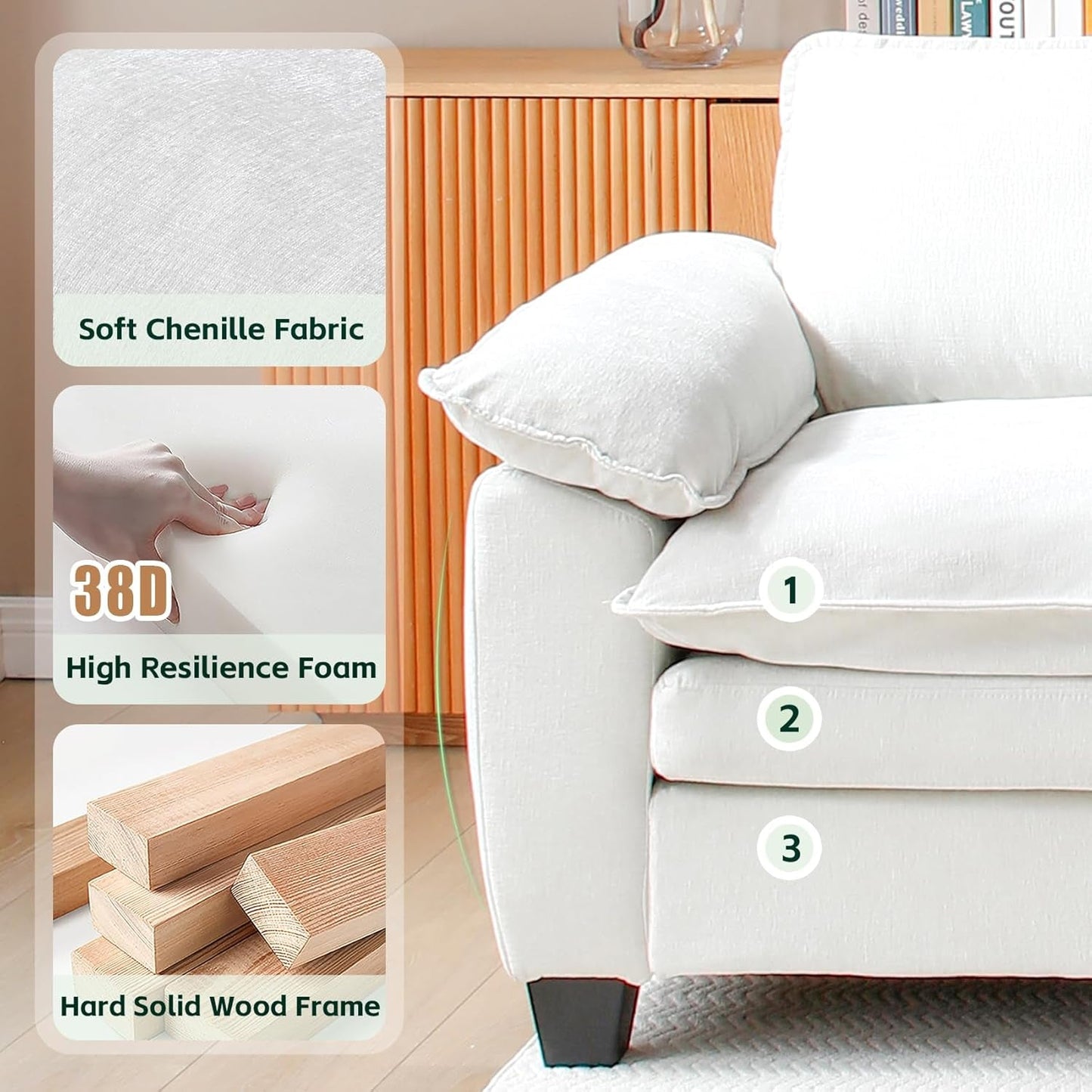 Beige White 157" U-Shape Modular Cloud Couch Set-3