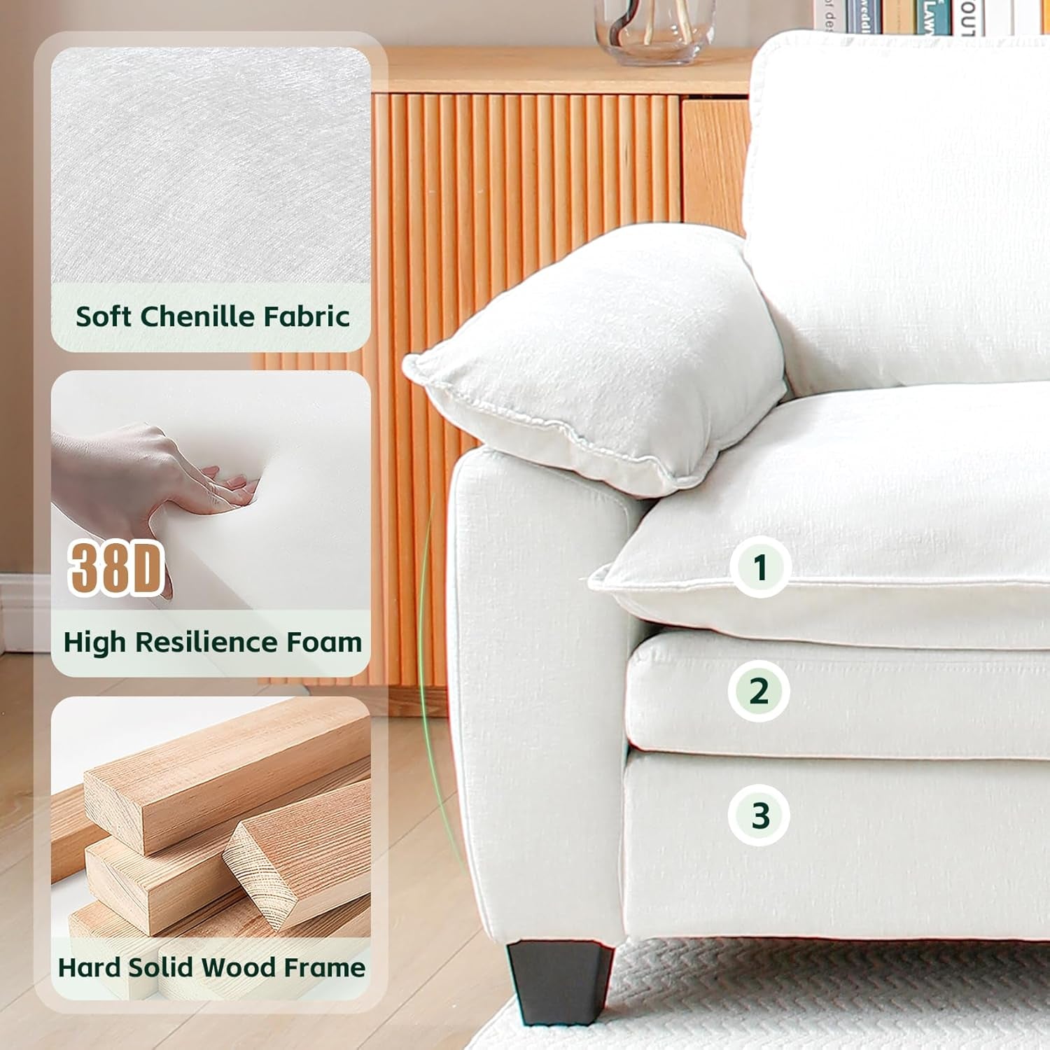 Beige White 157" U-Shape Modular Cloud Couch Set-3