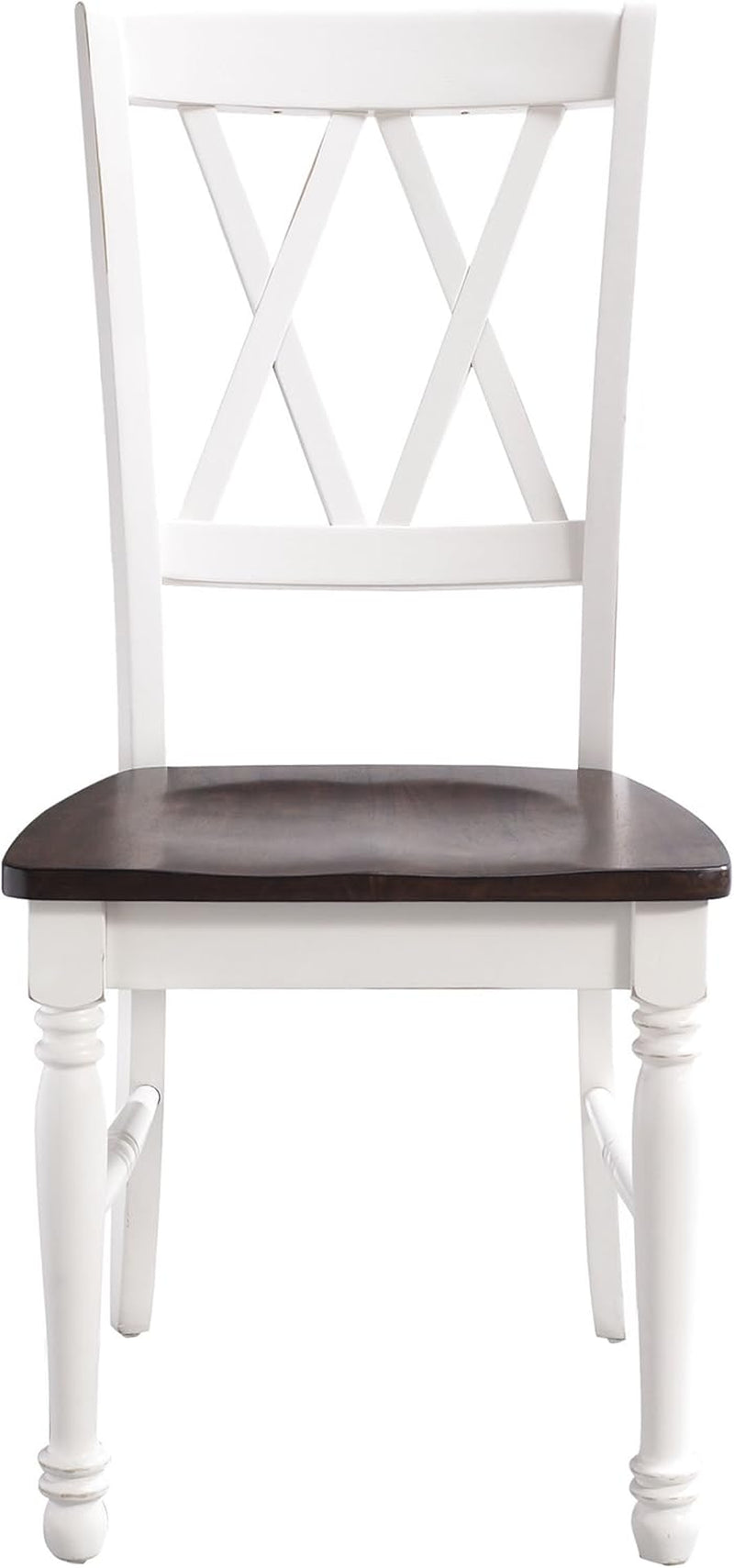 Shelby Traditional Wood X-Back Dining Room Chairs Set of 2, Kitchen Chair, Distressed White-3
