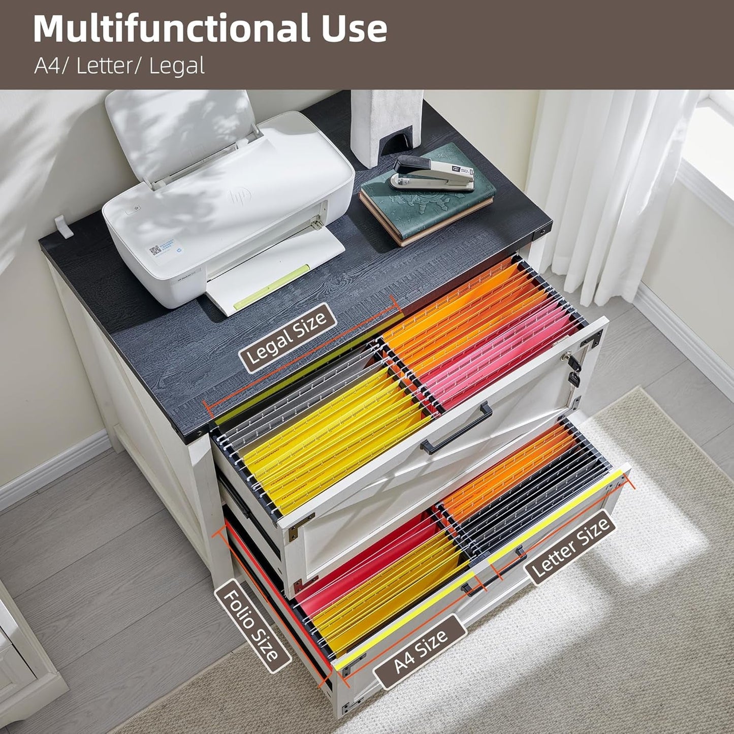 White 2 Drawer Farmhouse Lateral File Cabinet-2