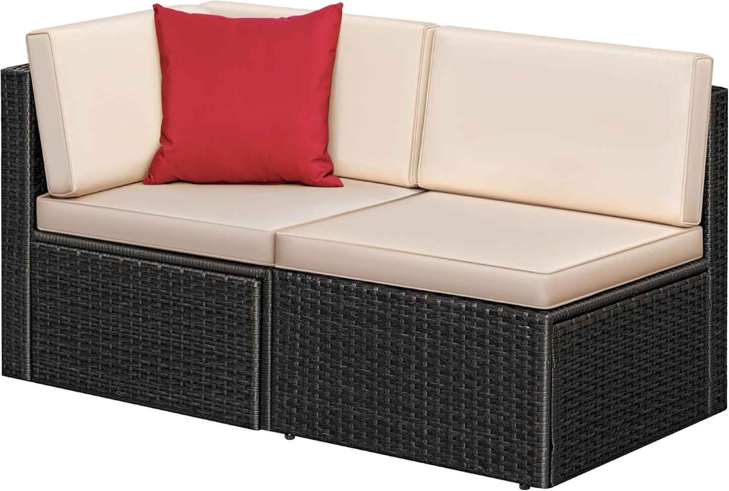 Wicker Rattan 2-Piece Patio Conversation Set Beige-1