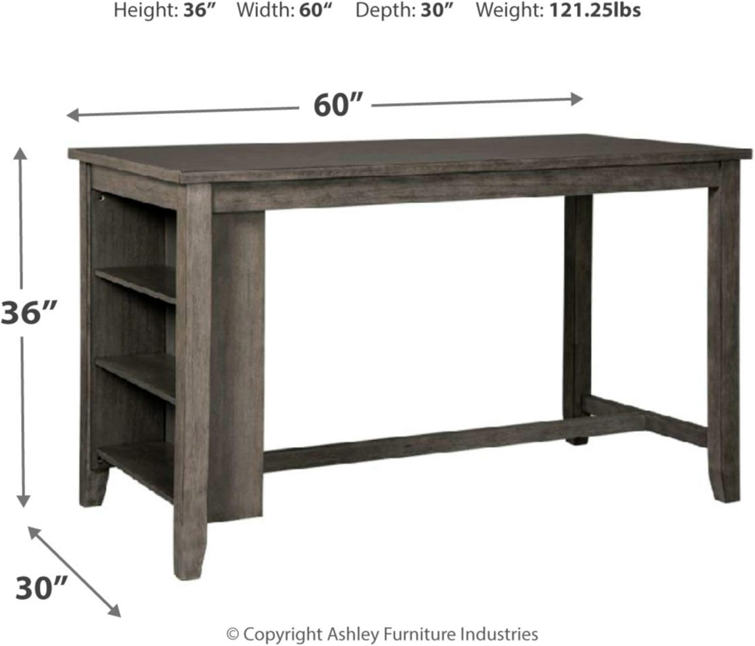 Caitbrook Rustic Counter Height Dining Table with Storage, Dark Gray-2