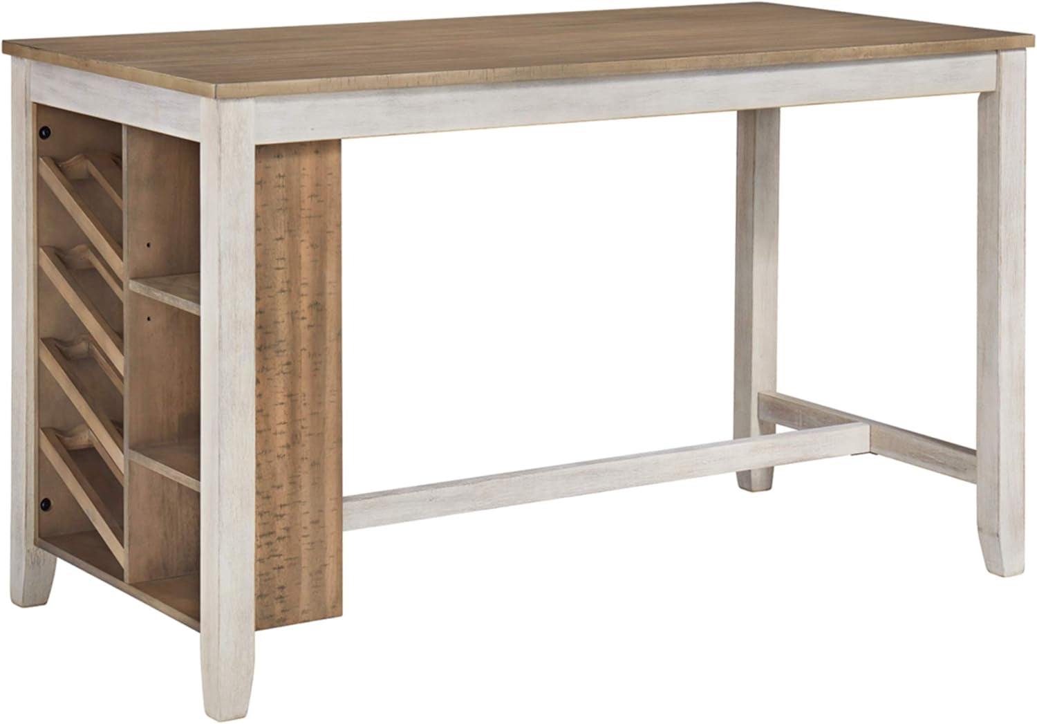 Skempton Farmhouse 36" Counter Height Dining Table with Storage & Wine Rack, Whitewash-0