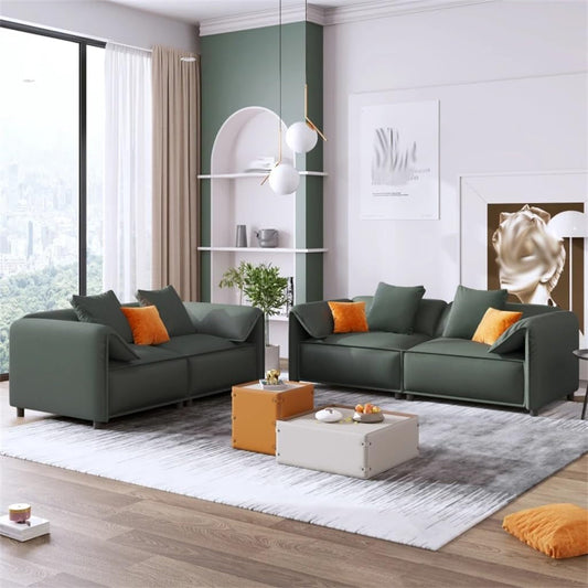 2 - Piece Living Room Set with 4 Tosiing Pillows, Upholstery, Suitable for Living Room,Green (D as Shown)-1