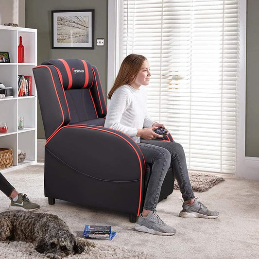 Gaming Recliner Chair PU Leather, Red-0