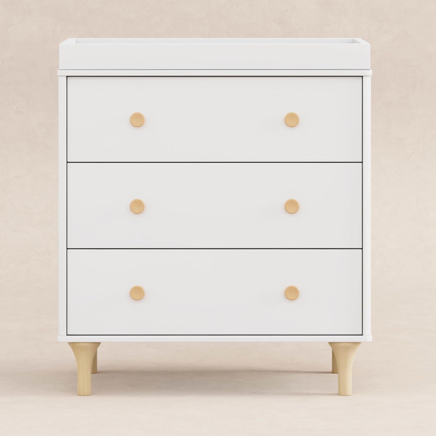 Lolly 3-Drawer Changer Dresser with Removable Changing Tray in White and Natural, Greenguard Gold Certified-3
