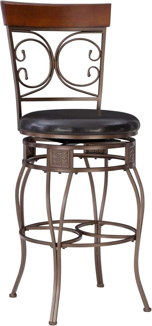 Company Back Scroll  Big and Tall Barstool, Bar Height, Dark Bronze/Brown-0