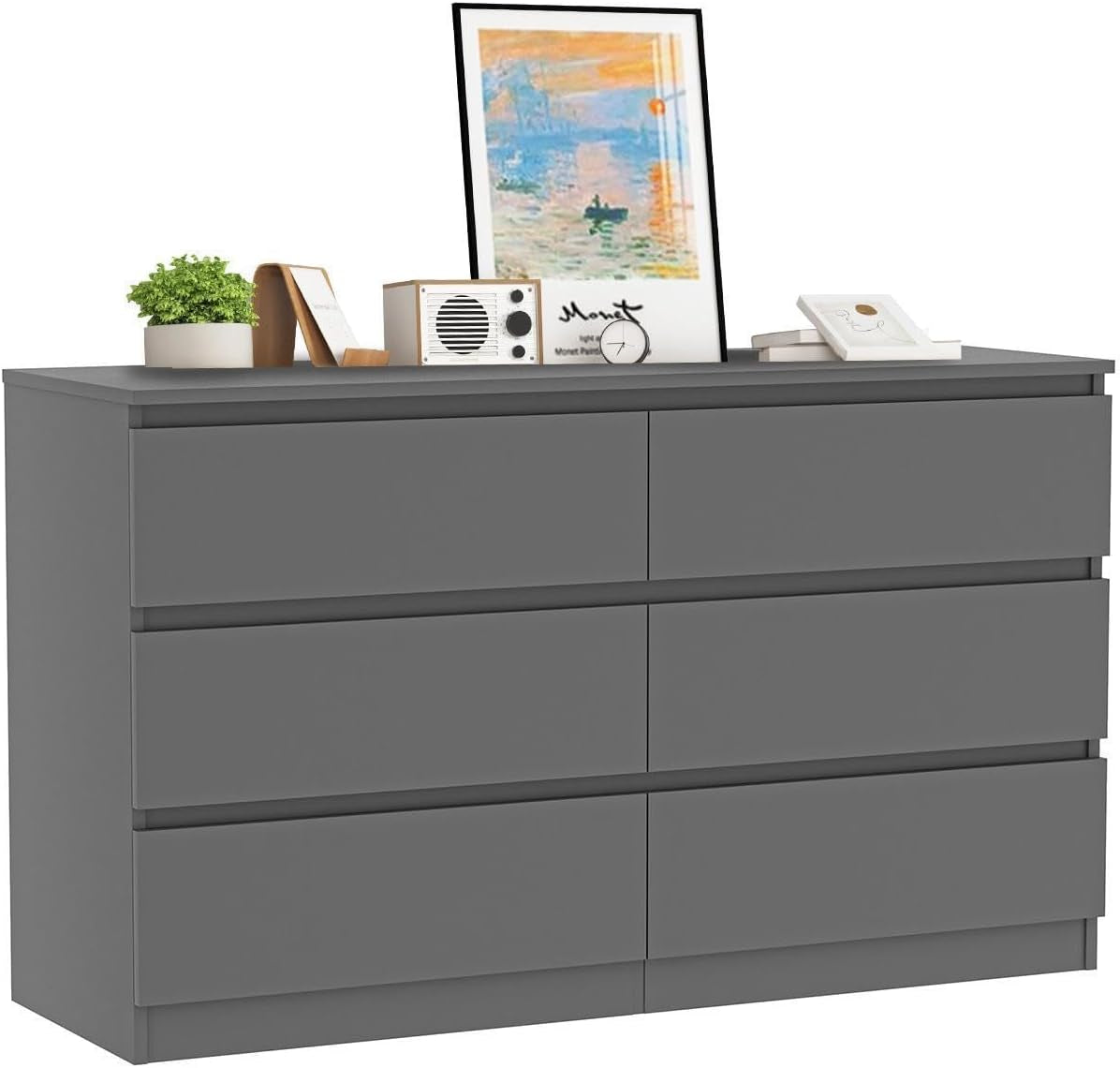 Grey Dresser for Bedroom,6 Drawer Dresser,Chest of Drawers,Modern Wood Dresser,Dresser Bedroom Furniture,Tv Dresser for Closet,Kid'S Room,Nursery-0