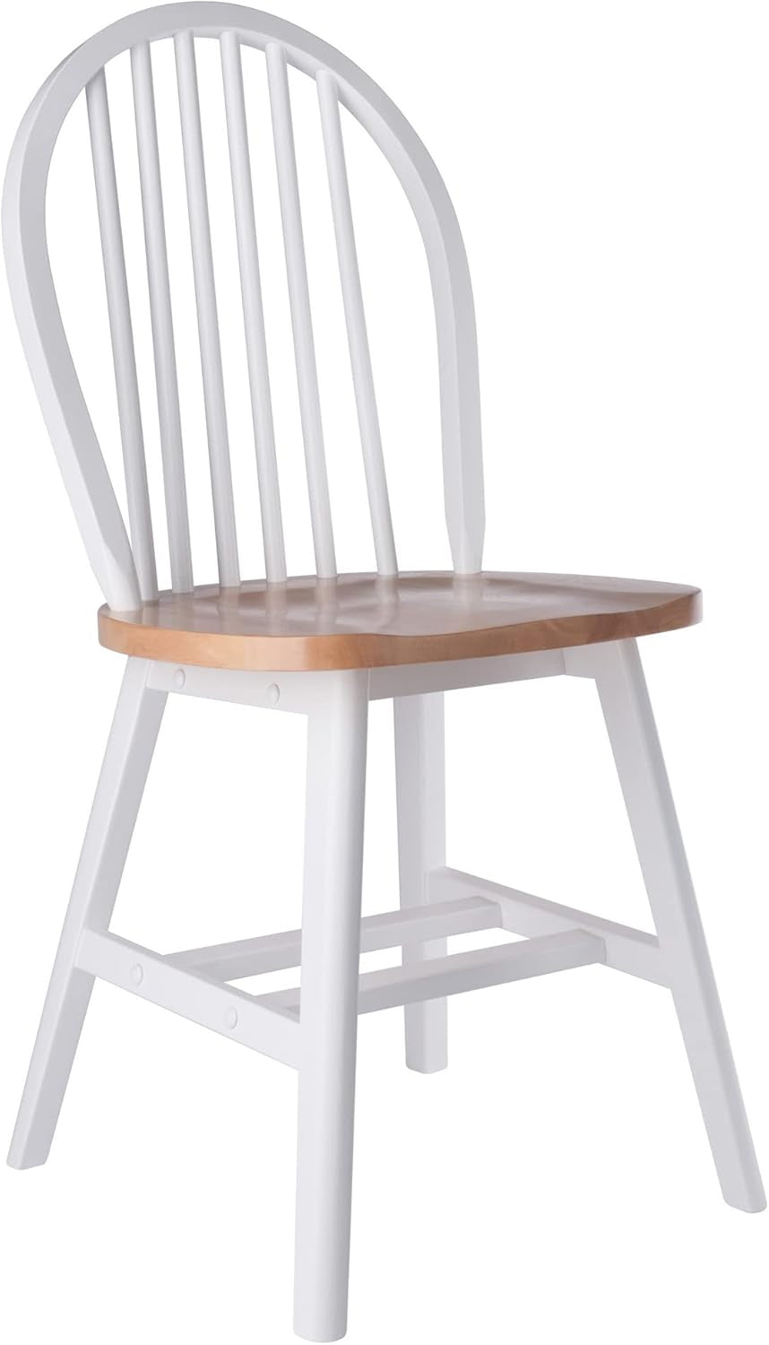 Windsor 2-Piece Chair Set, Solid Wood, Natural/White Finish-0
