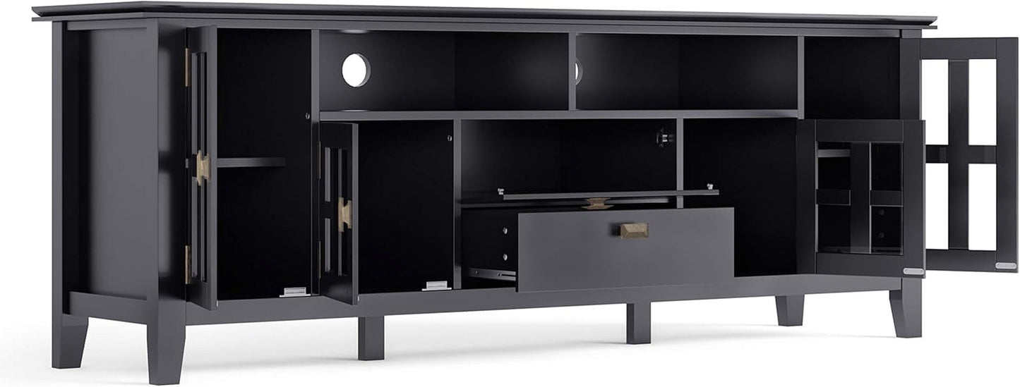 Artisan SOLID WOOD 72 Inch Wide Transitional TV Media Stand in Black for Tvs up to 80 Inches, for the Living Room and Entertainment Center-3