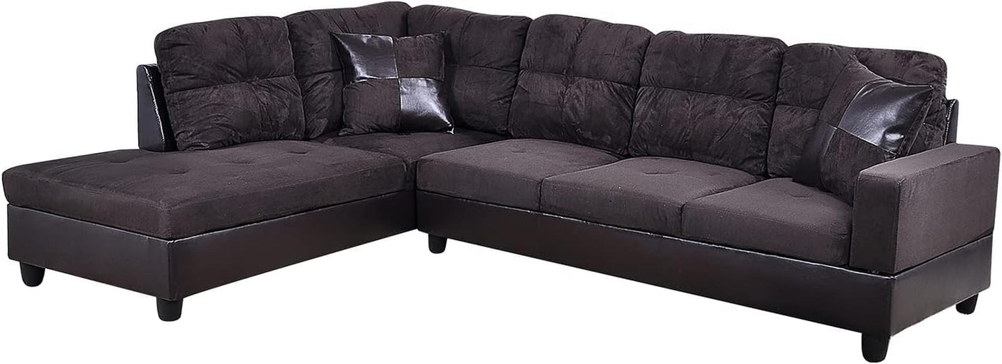 Modern L-Shaped Sectional Sofa Set for Small Living Room, Modular Couch with Chaise, Comfortable and Affordable Traditional, U-Shaped, Corner (Espresso, Left Hand Facing)-2