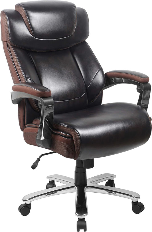 Hercules Series High-Back Swivel Leathersoft Office Chair, Ergonomic Executive Chair with Headrest and Adjustable Height, Brown-0
