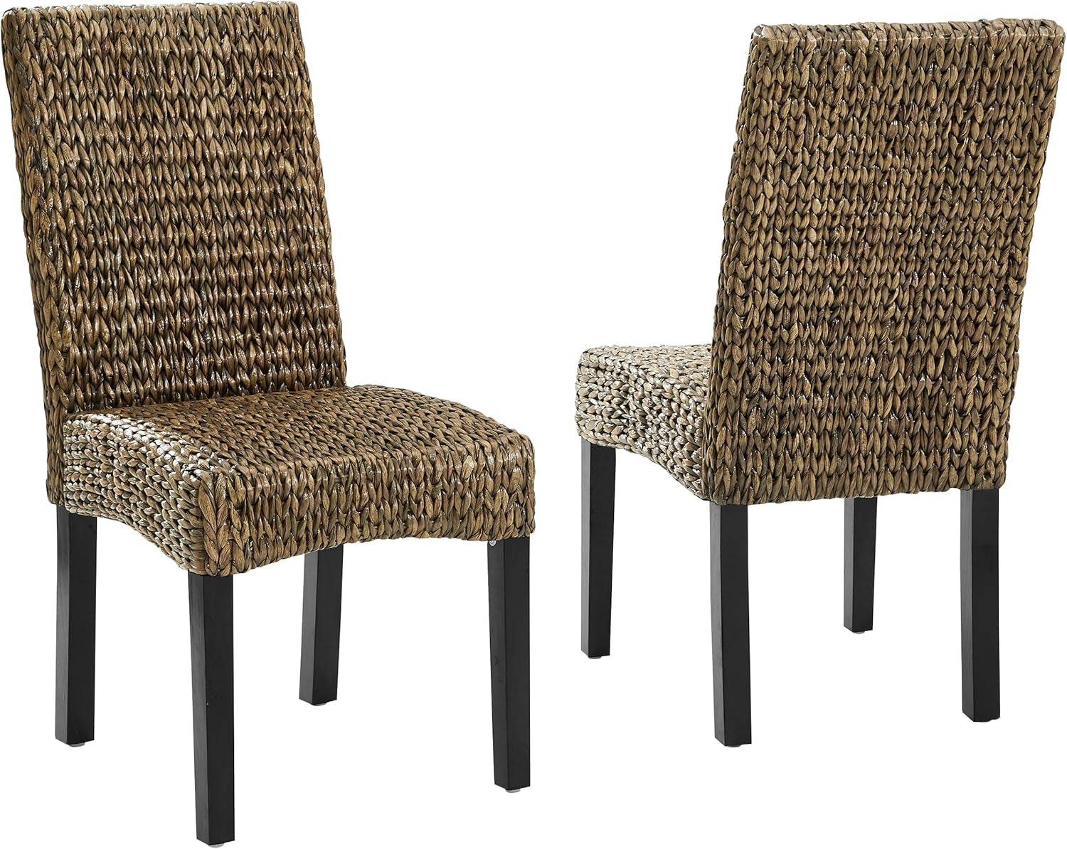 Edgewater Handwoven Natural Fiber Rattan Dining Chairs Set of 2, Seagrass-0