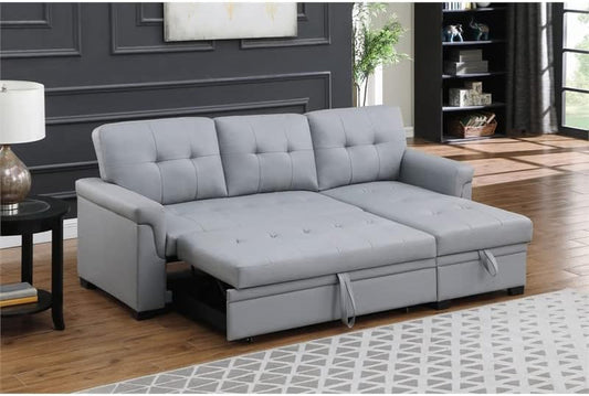 Modern Reversible Sleeper Sectional Sofa with Storage-0