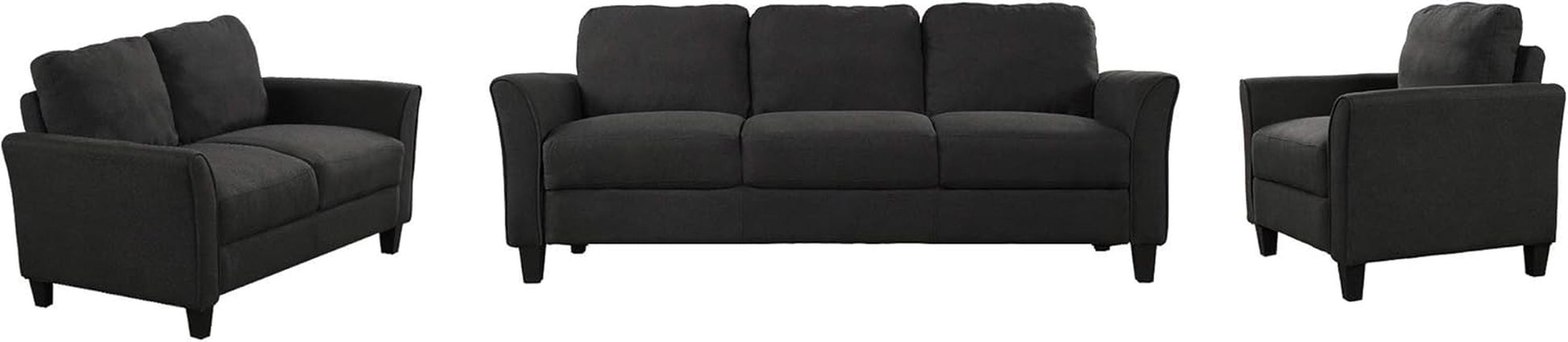 3 Piece Comfy Living Room Sofa Sets,Modern Polyester-Blend Upholstered 80" W Three Seater Sofa & 55.3" W Loveseat Couch and 32.7" W Singel Armchair for Bedroom, Small Space, Apartment, Office-1