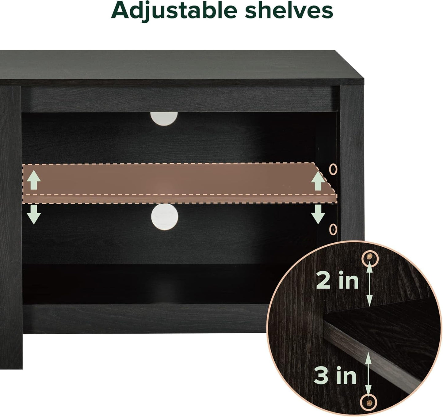 Camden TV Stand for Tvs up to 65", Contemporary Entertainment Center with Open Shelving, TV Stand with Storage, Living Room or Bedroom Furniture, Espresso-3