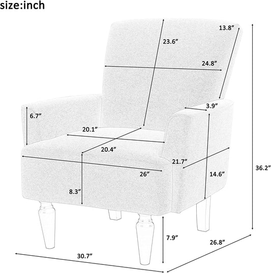 Mid Century High Back Velvet Armchair with Wood Legs-1