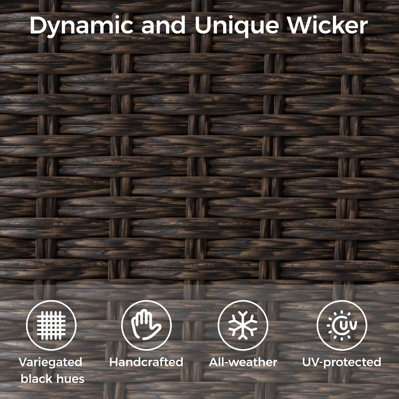 Outdoor Patio Furniture Set, 4 Piece Outdoor Rattan Sofa Set, All Weather Wicker Conversation Set with Coffee Table for Porch Backyard Garden, Grey-3