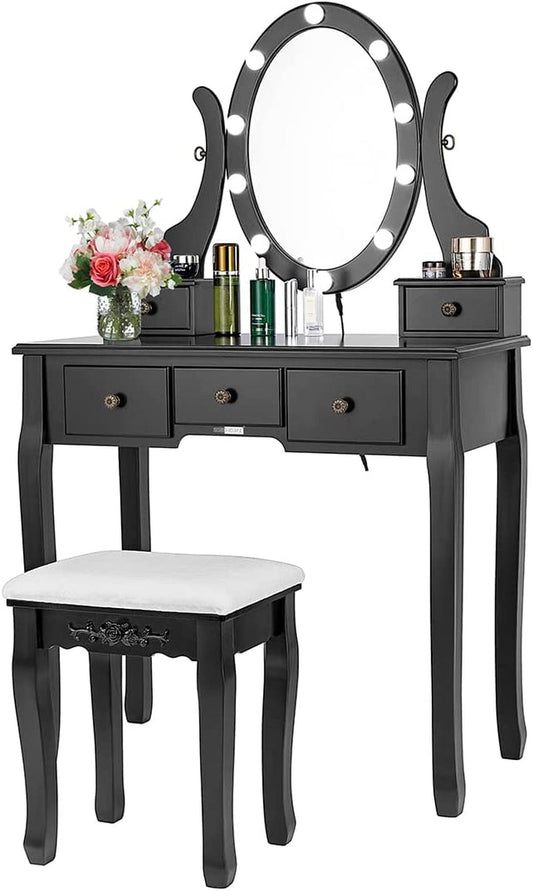 3-Color Dimmable Lighted Mirror Vanity Set-0