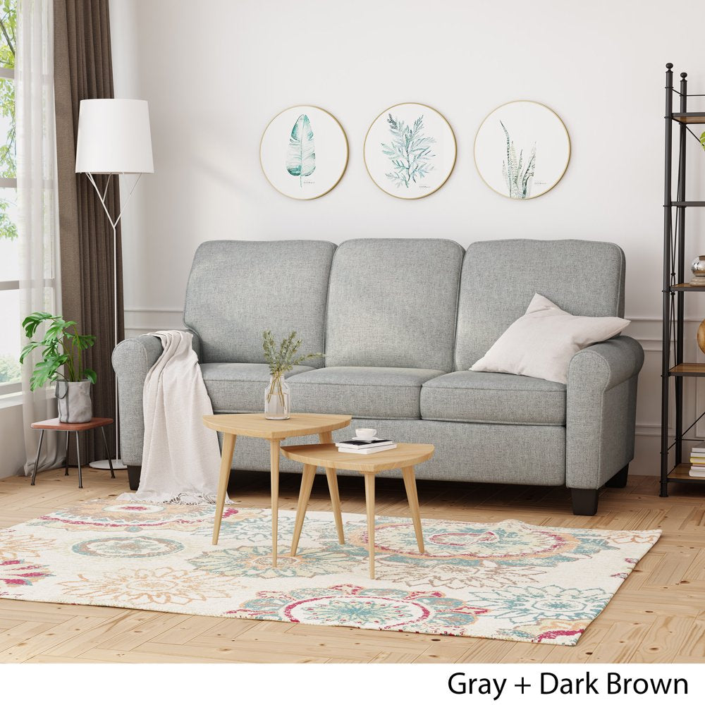Traditional Grey Fabric 3-Seater Sofa-0