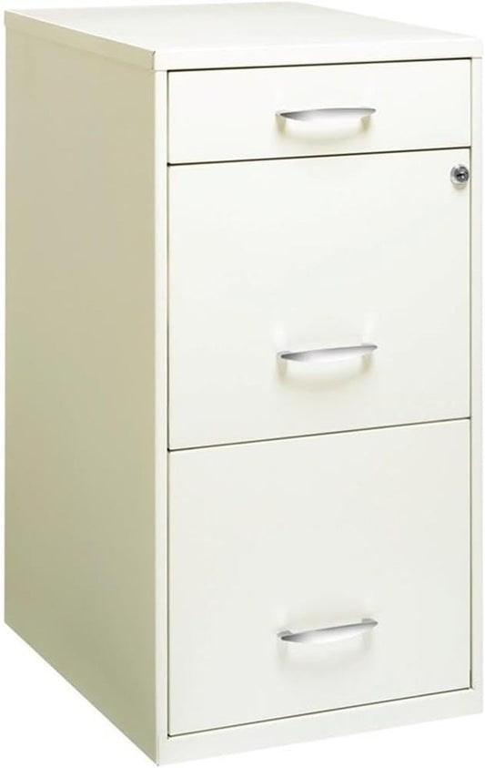 3 Drawers 27.32" Vertical White Metal Filing Cabinet Lockable Pre-Assembled Stationary Legal/Letter Size for Home, Office-0