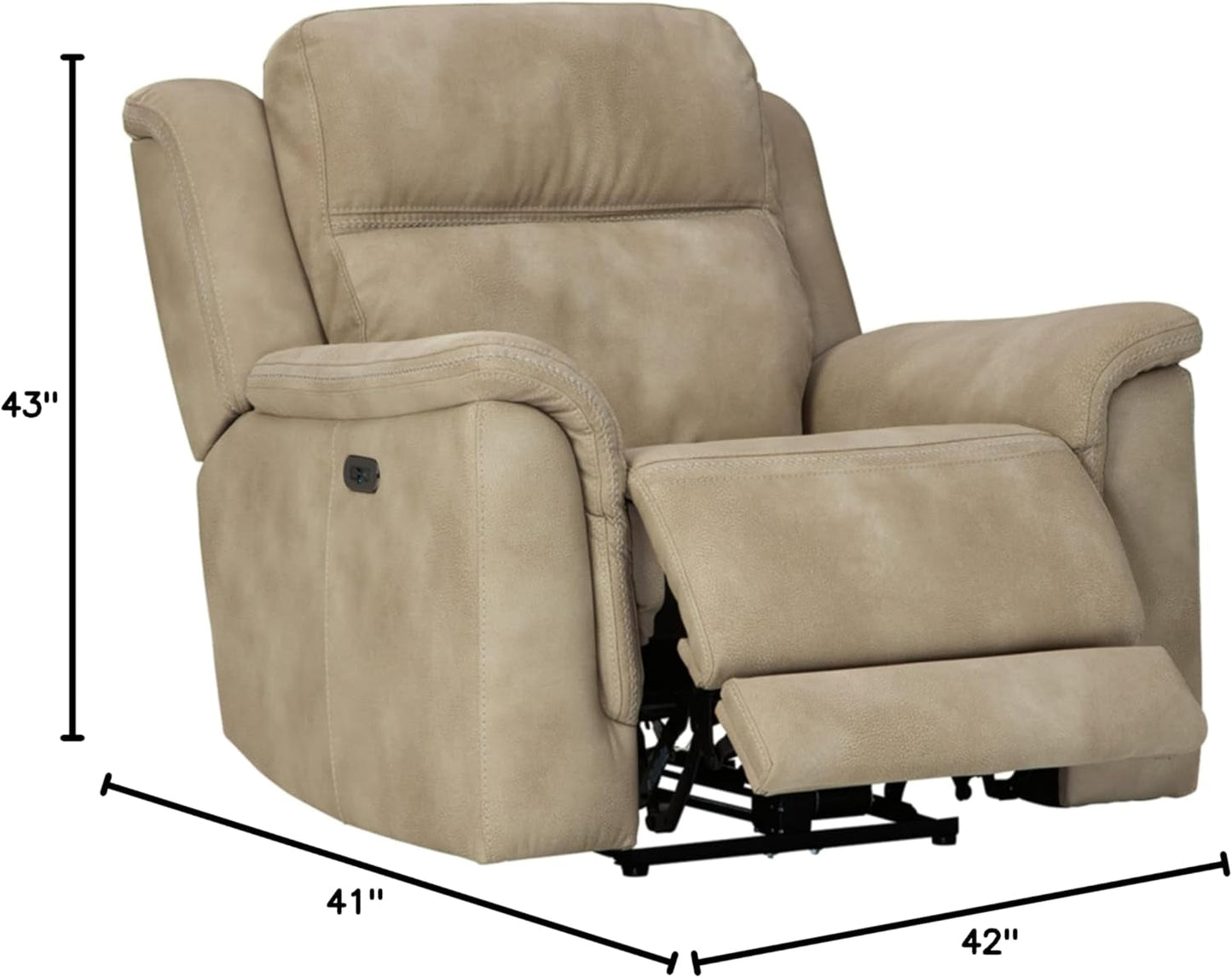 Next-Gen Durapella Power Recliner with Adjustable Headrest, Beige-2
