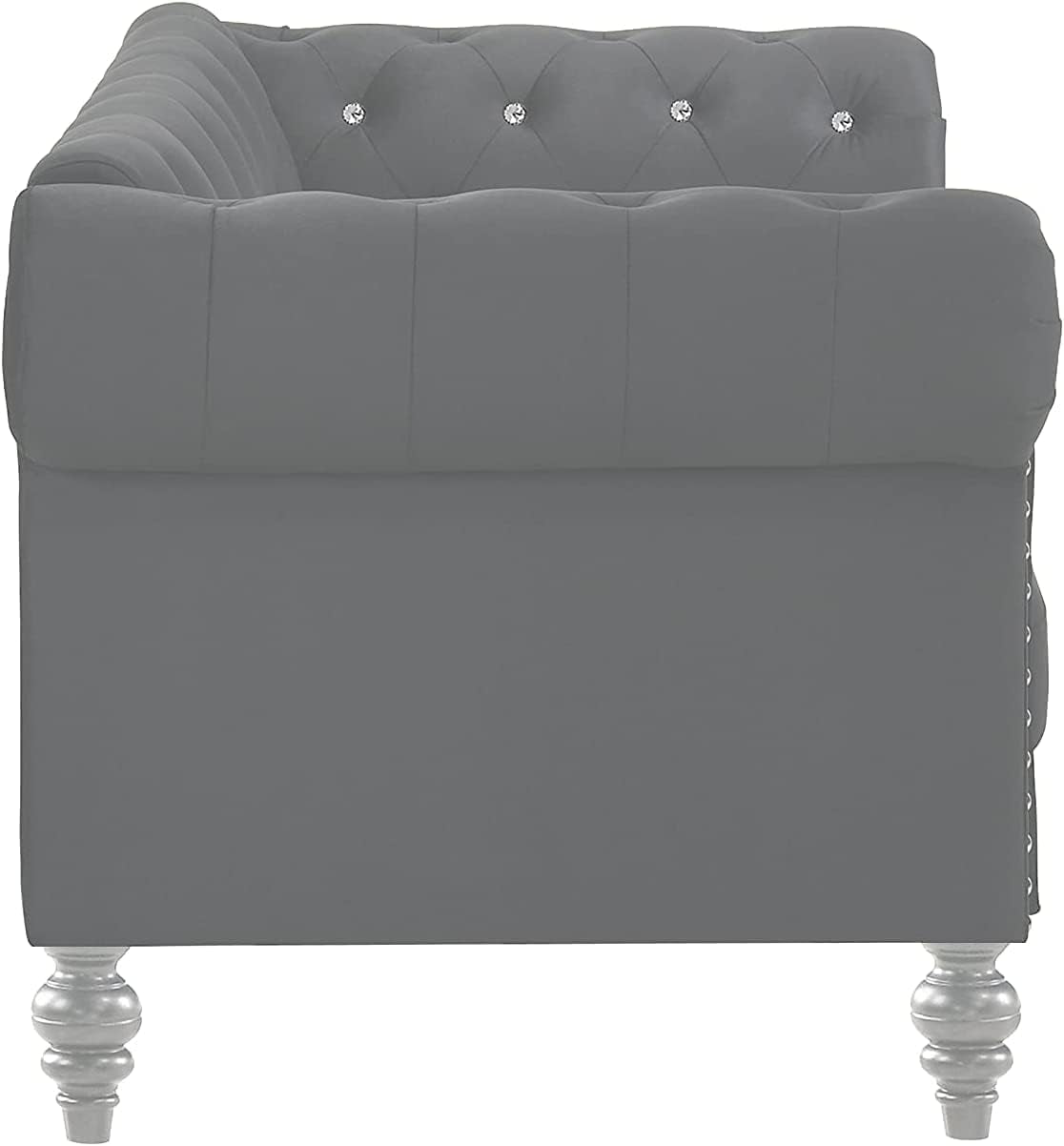 Emma Crystal Sofa and Loveseat Living Room Set, Gray-2