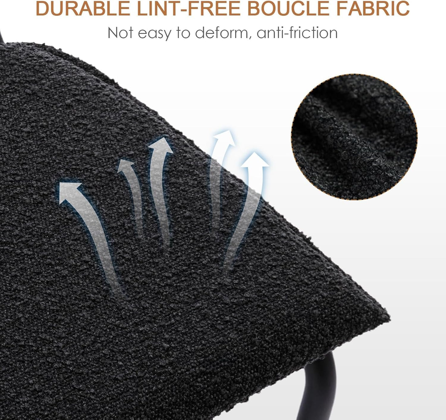 Boucle Bar Stools Counter Height Set of 4, 26'' Rattan Barstools with Wooden Back & Natural Cane Mesh, Mid Century Cantilevered Design Counter Stools for Kitchen Island, Chrome Base-3