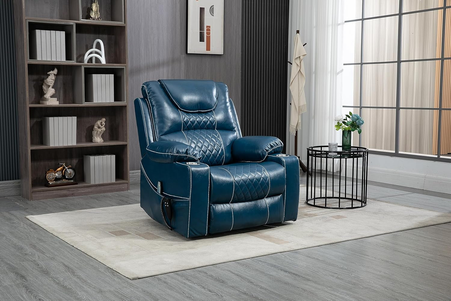 Oversized Electric Power Lift Recliner Chair for Elderly W/Massage and Heat, Infinite Positions 2 Remote Controllers Faux Leather Upholstered Recliner&Armchair W/Side Pockets & Cupholders-2