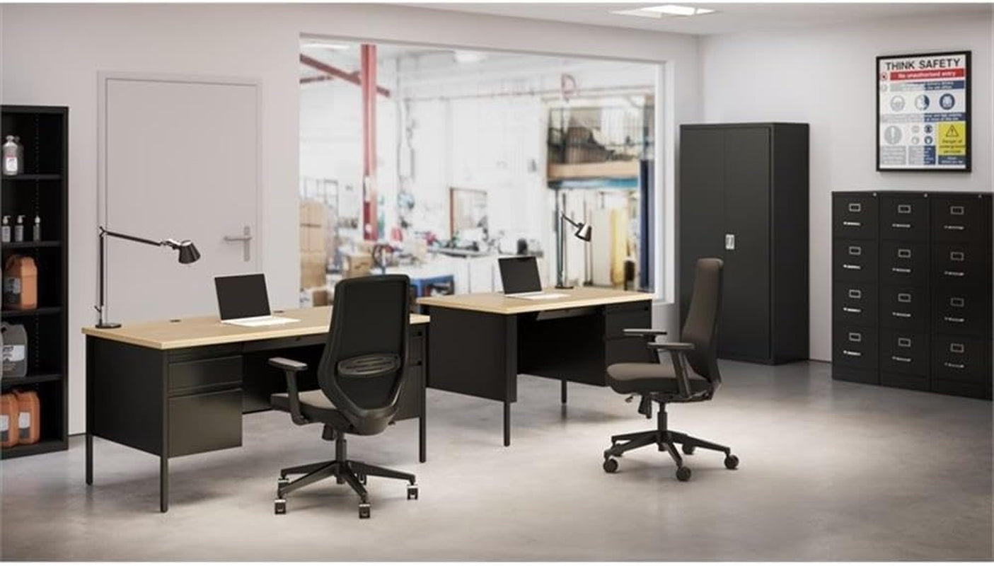 Hirsh 25" Deep Fully Assembled 4 Drawer Letter Width Metal Vertical File Cabinet, Commercial Grade, Black-1