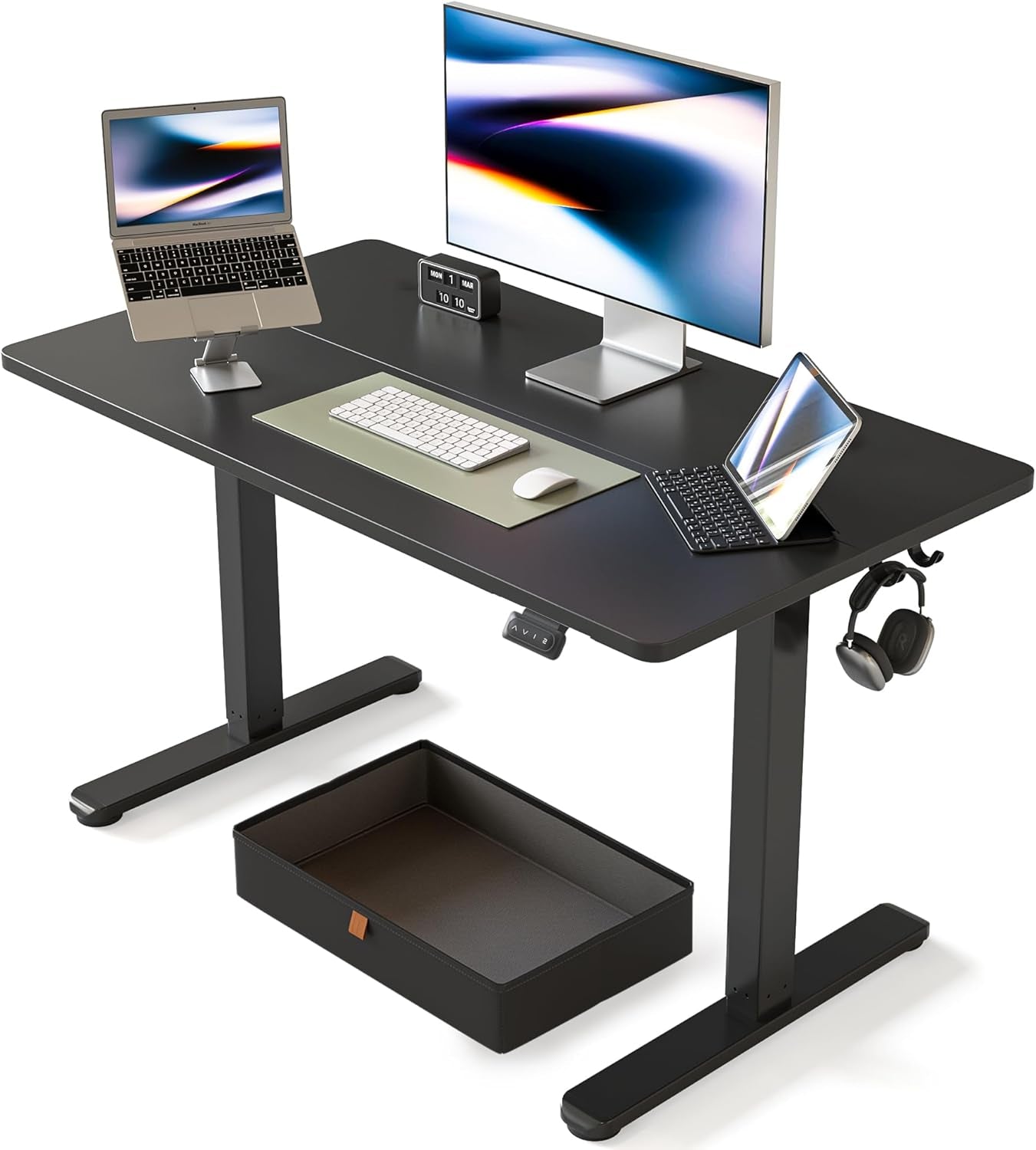 40 X 24 Inches Standing Desk with Drawer, Adjustable Height Electric Stand up Desk with Storage, Sit Stand Home Office Desk, Ergonomic Computer Desk, Black-0