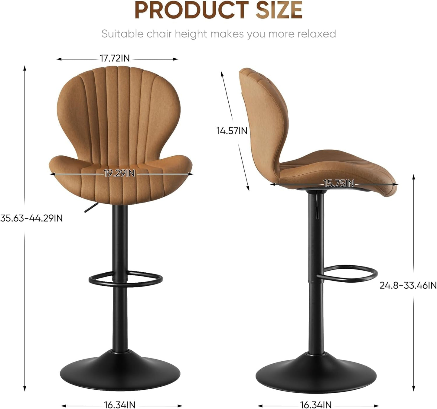 Bar Stools Set of 3 Modern Swivel Bar Chairs, Barstools Counter Height with High Backrest, Easy 3-5 Minute Assembly for Bar, Kitchen, Dining Room Brown-1