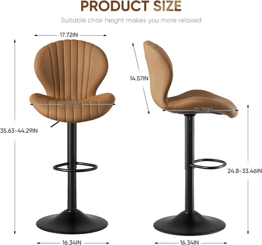 Bar Stools Set of 3 Modern Swivel Bar Chairs, Barstools Counter Height with High Backrest, Easy 3-5 Minute Assembly for Bar, Kitchen, Dining Room Brown-1