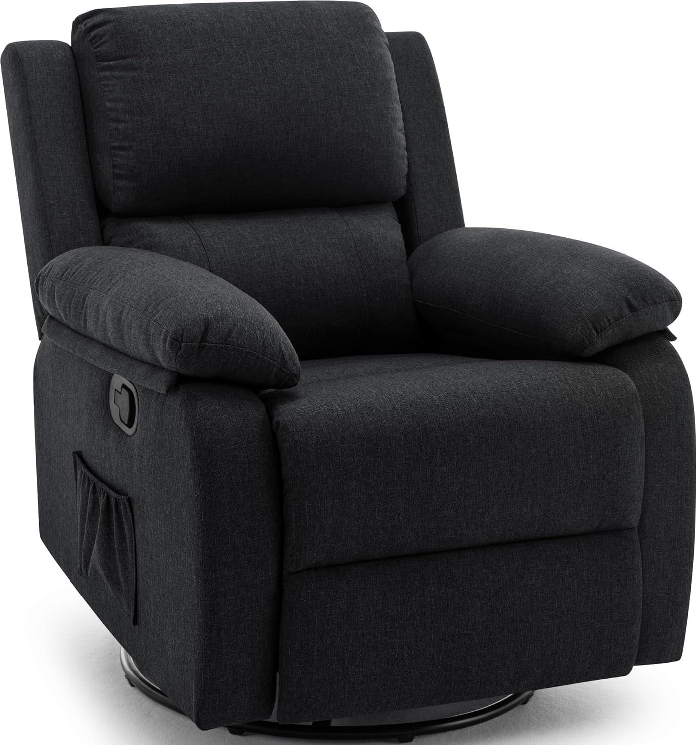 Recliner Chair, 360 Swivel Rocker Chair for Adults, Small Rocking Recliner Chair for Small Spaces, Upholstered Fabric Glider Recliner Nursery Chair with Side Pockets for Living Room, Nursery-0