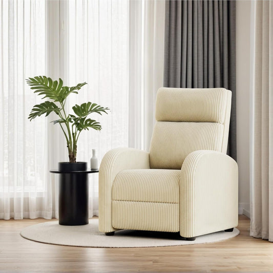 Recliner Chair Adjustable Home Theater Single Recliner Sofa Furniture with Thick Seat Cushion and Backrest Modern Living Room Recliners (Corduroy, Beige)-0