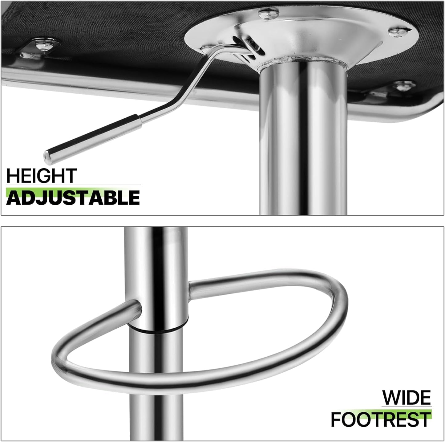 Bar Stools Set of 2, Adjustable Counter Height Swivel Barstools Modern Dining Chair Bar Pub High Stool with Back for Kitchen Island, Black-4