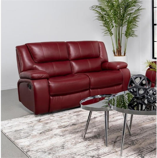 Red Faux Leather Reclining Loveseat rana-0