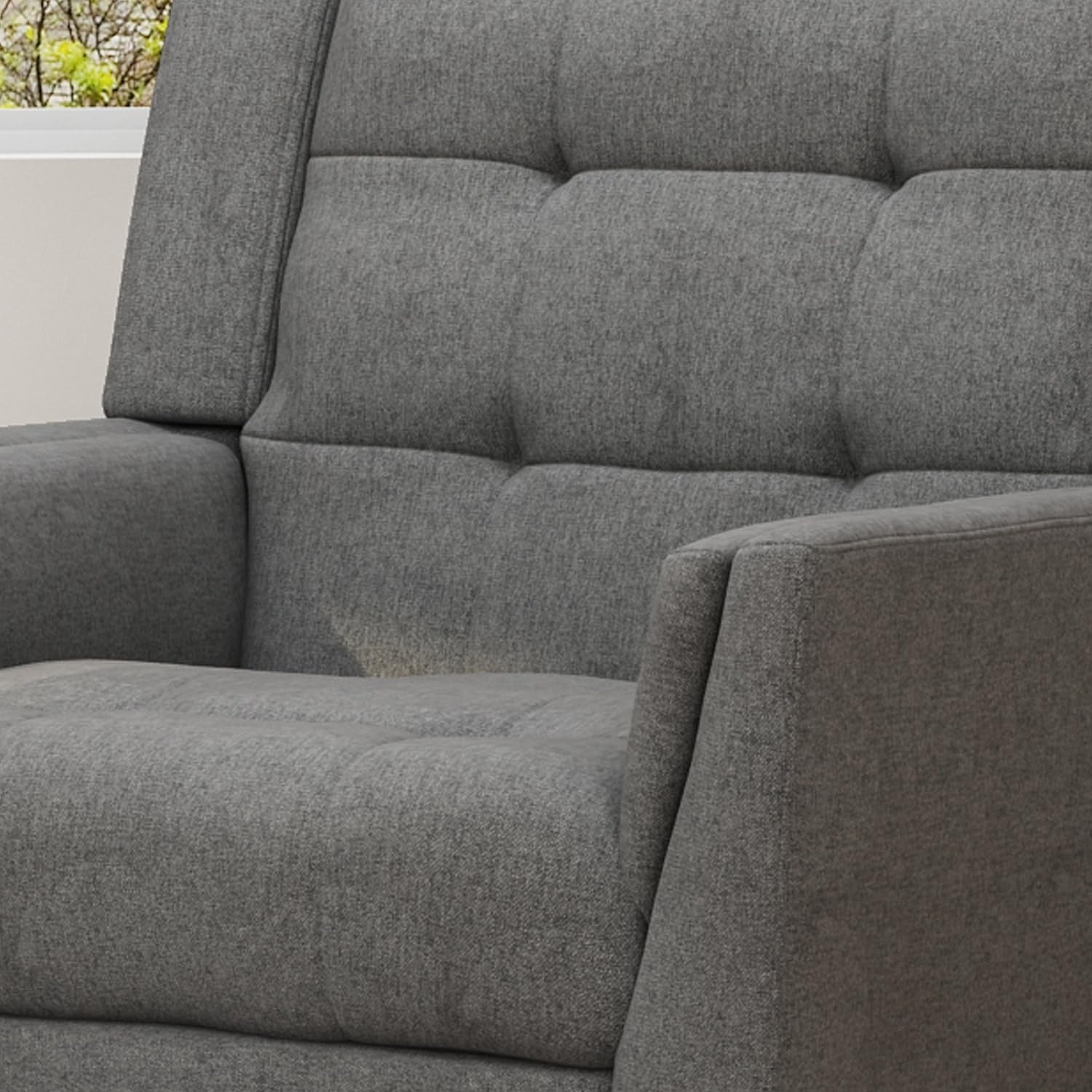 Gdfstudio Mid Century Modern Fabric Arm Chair and Loveseat Set, Dark Gray-4