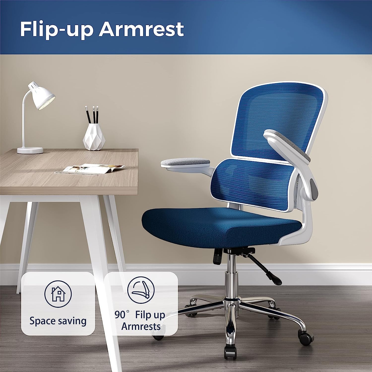 Comfortable Ergonomic Mesh Office Chair with Flip-Up Arms-2