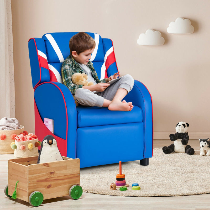 Kids Leather Recliner Chair with Side Pockets-1