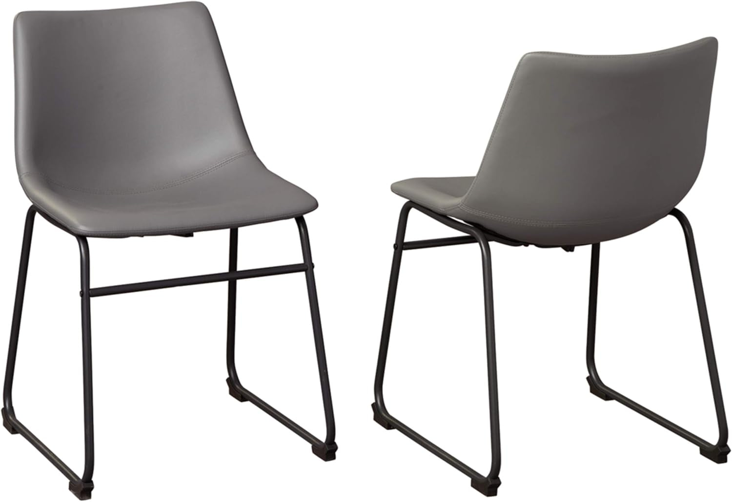 Centiar Urban Industrial 19" Faux Leather Bucket Dining Chair, 2 Count, Gray-3