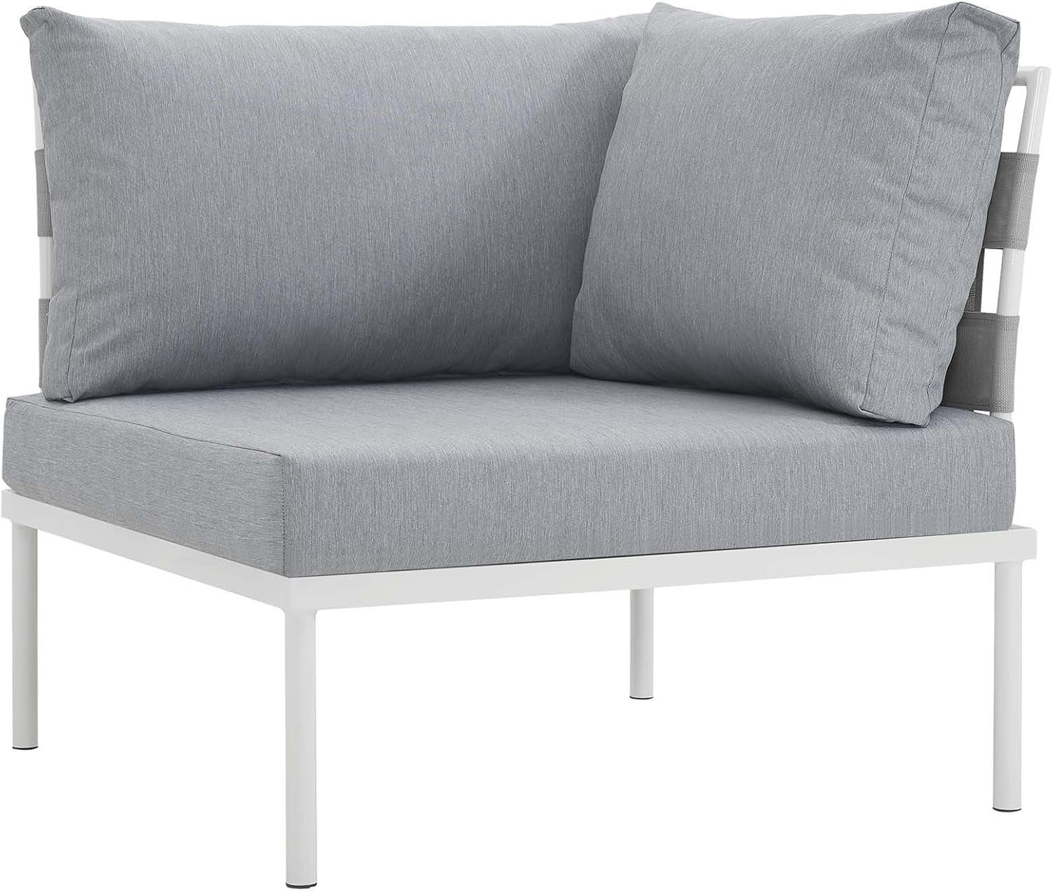 Harmony 8-Piece Aluminum Outdoor Patio Furniture Sectional Sofa Set with Cushions in White Gray-4