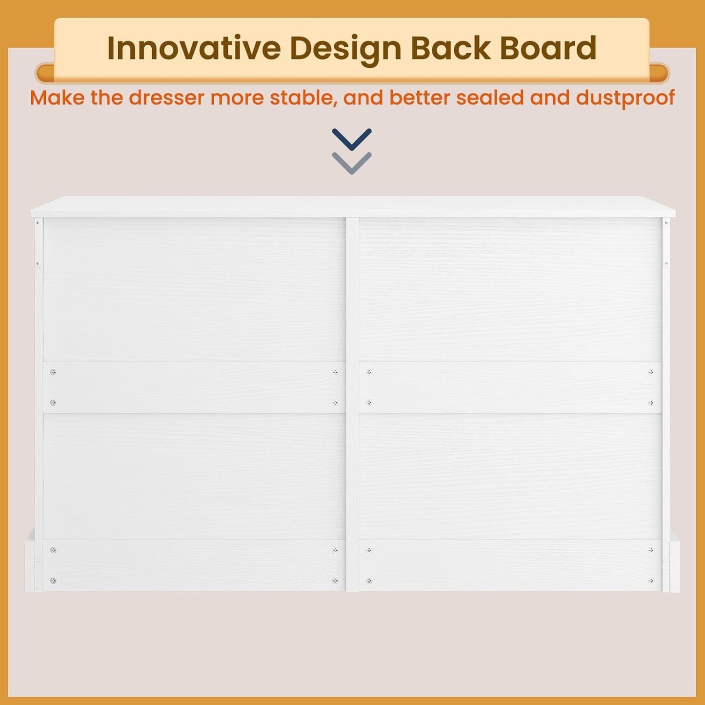 8 Drawers Dresser for Bedroom, White Large Chest of Drawers, Long Modern Double Dressers, Big Clothing Storage Organizer Closet with Ample Space, 51.6''L X 15.7''D X 37.7''H-4