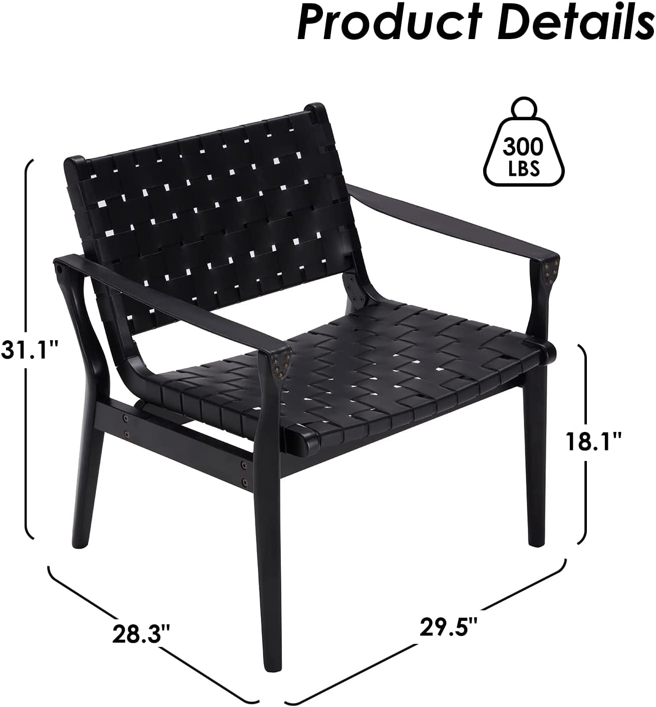 Scandinavian Woven Leather Chair with Boho Accent-2