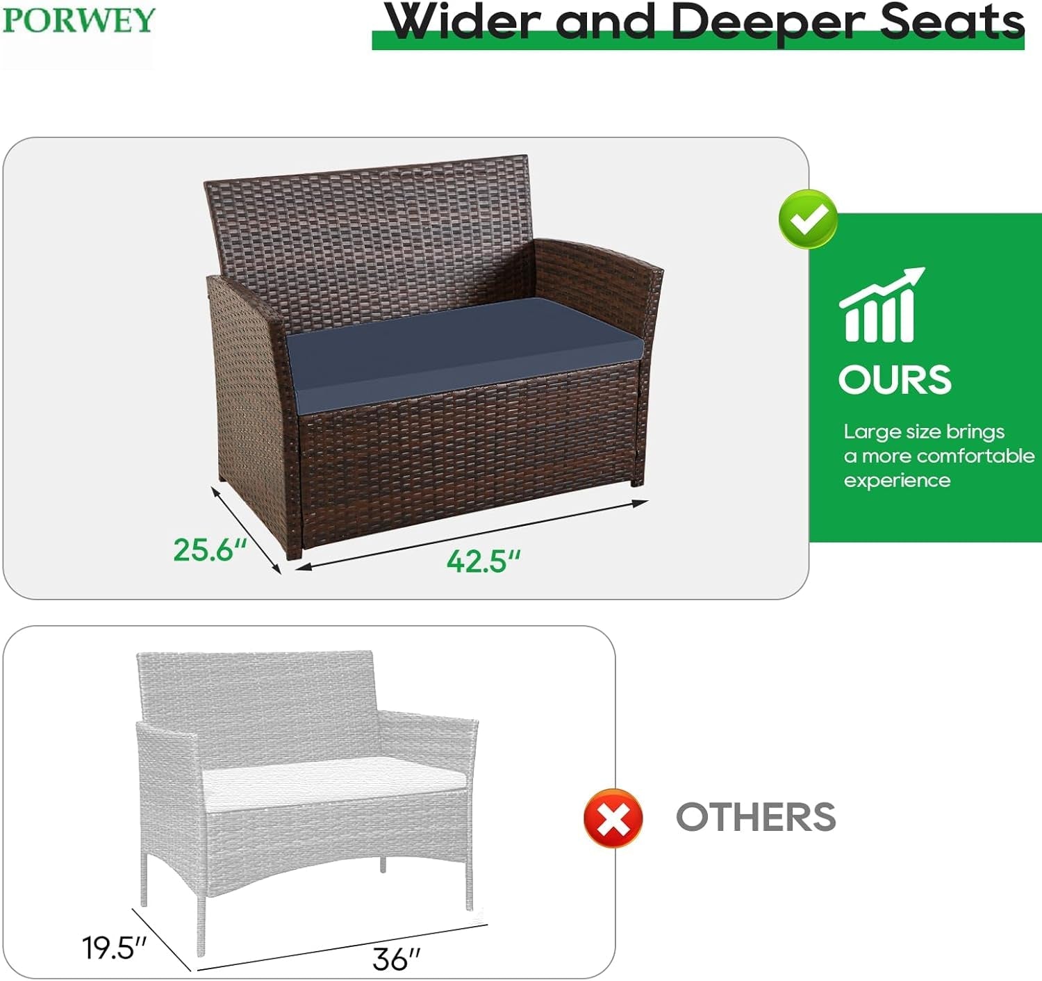 Outdoor Wicker Rattan Sofa Set Blue Cushions-3