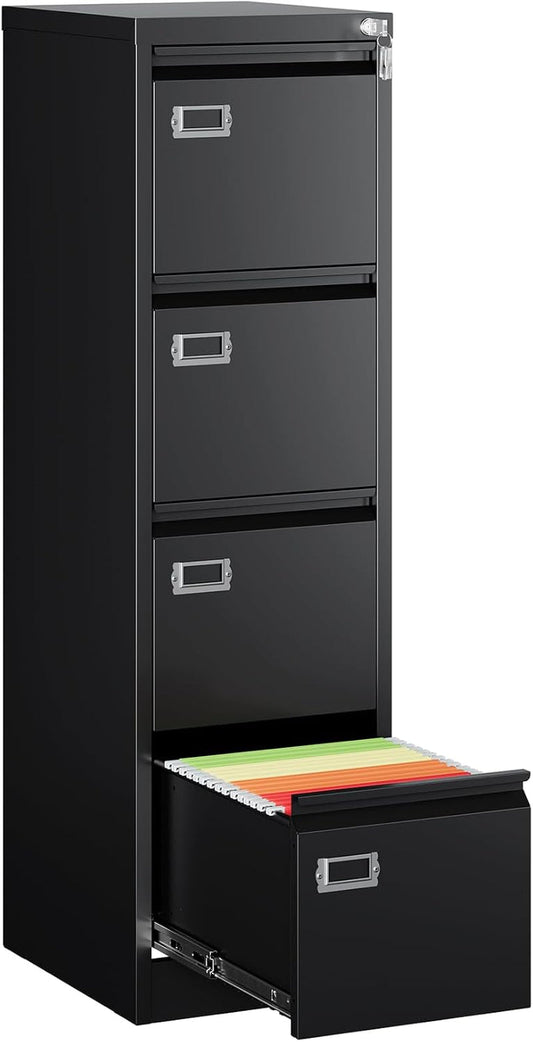 4 Drawer Filing Cabinets with Lock, Metal File Cabinet with 4 Drawers, Home Office File Folders Cabinet for Letter Legal A4 File Size-0