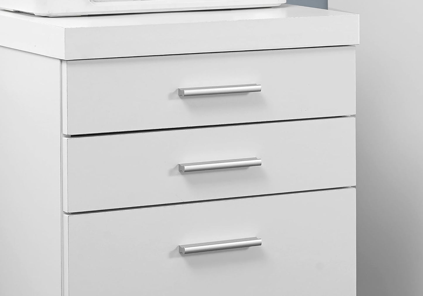 White Hollow-Core 3 Drawer File Cabinet on Castors-3