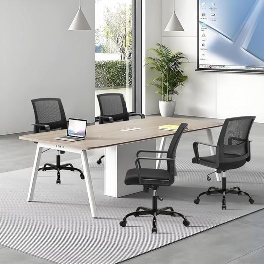 Black Mesh Office Chairs, Lumbar Support, 4-Pack, Wheels-0