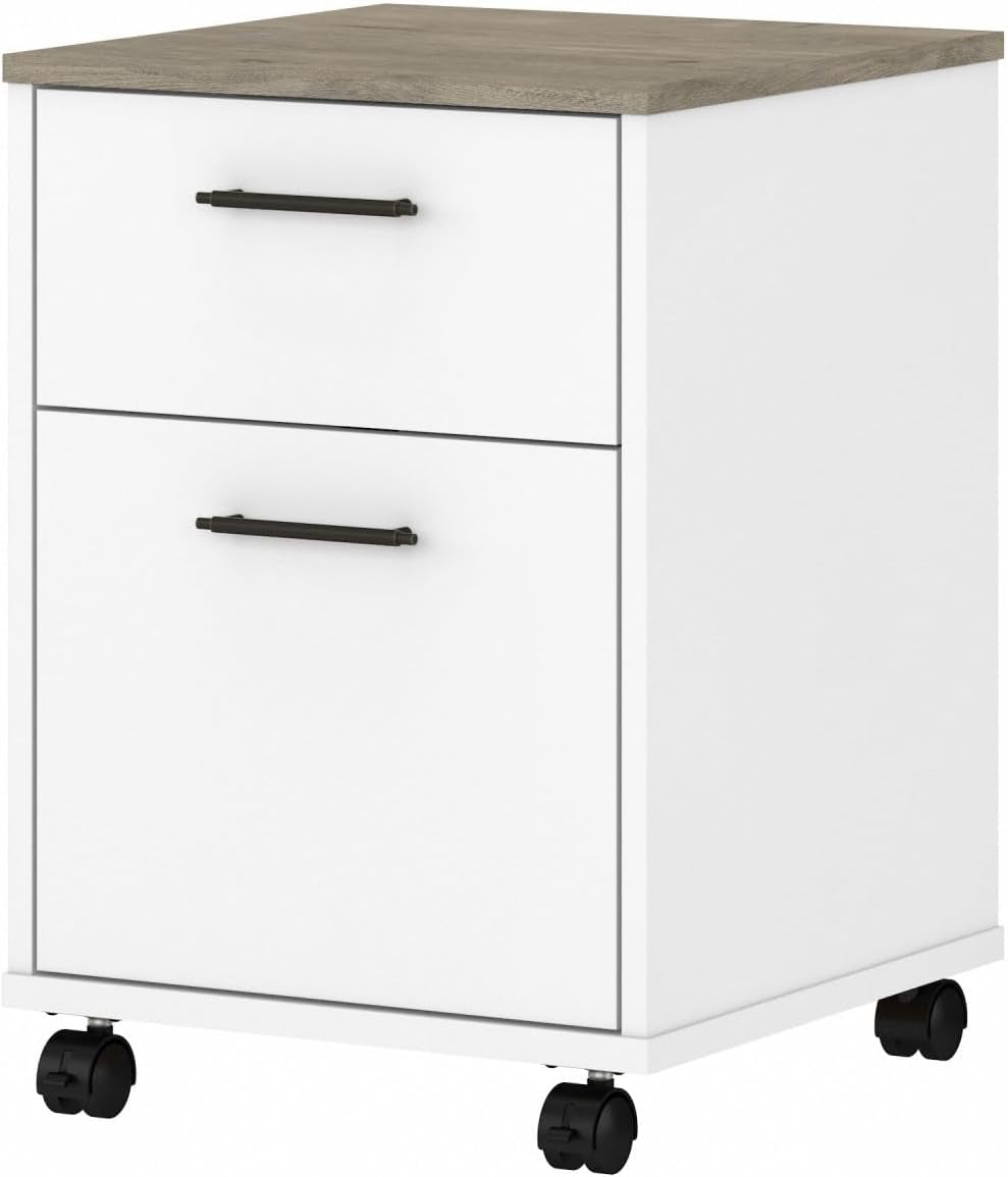 Bush KWF116G2W-03 2-Drawer Mobile File Cabinet Ltr/Lgl Shiplap Gray/Pure White 15.51-Inch-0